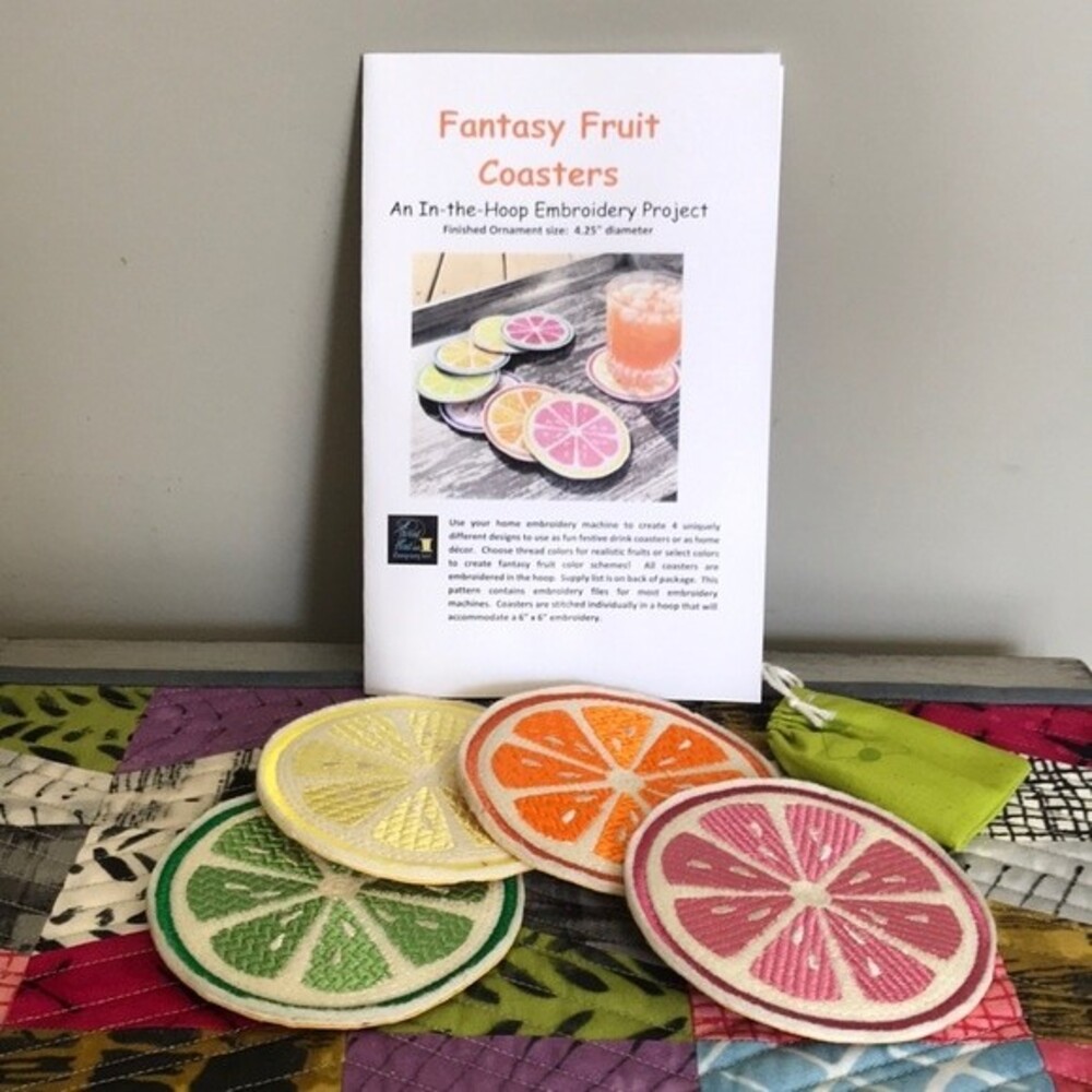 Fantasy Fruit Coasters Embroidery Pattern by Thread Head and Company